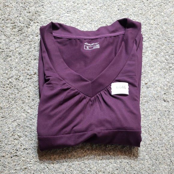 Eddie Bauer Travex Dress Womens Small Petite Purple Plum 3/4 Sleeve High Waist - Picture 10 of 10